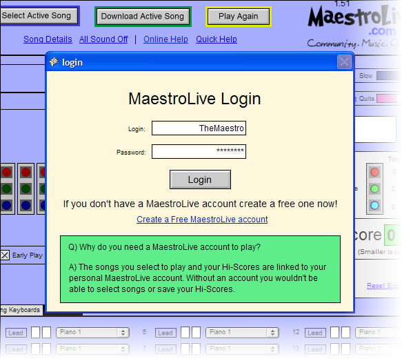 MaestroLive Login Page